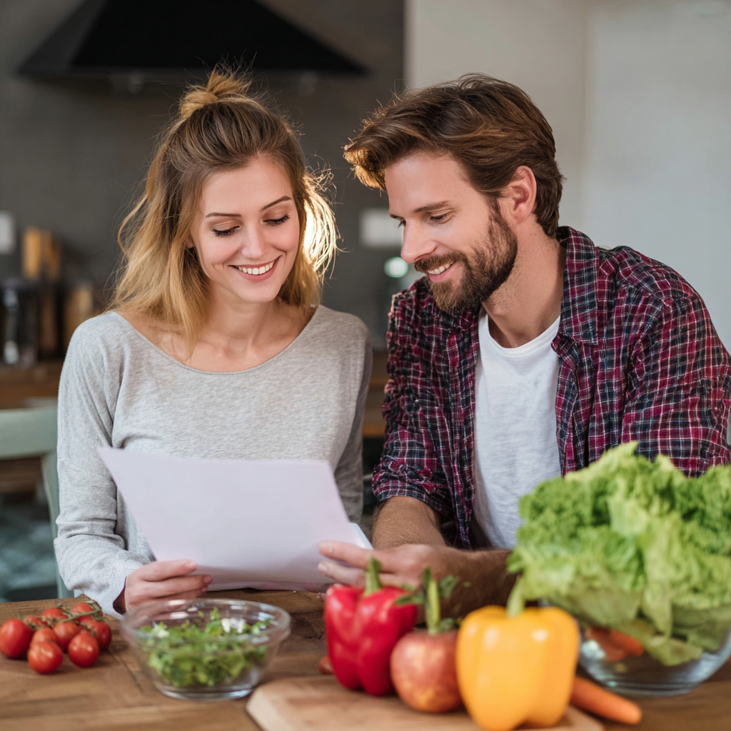 Group of white ukraninane adults enjoying healthy meal planning session